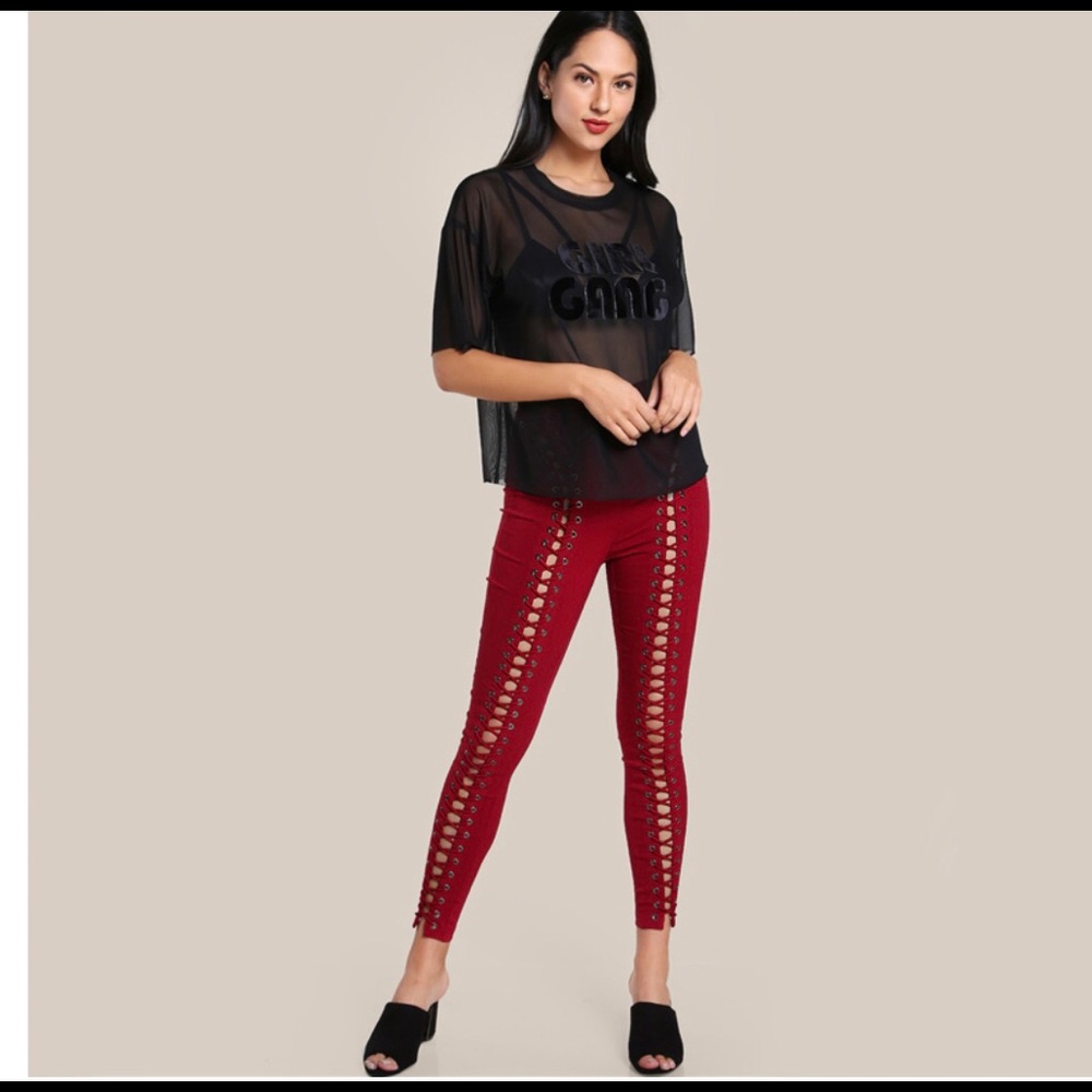 Girl Gang Mesh Blouse Semi Sheer Sexy Tunic